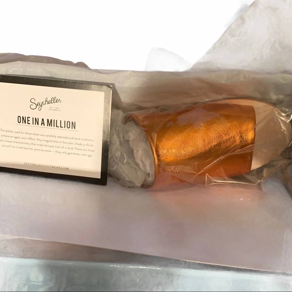 𝅺seychelles Stanza Metallic Orange Slide NWT Size 7